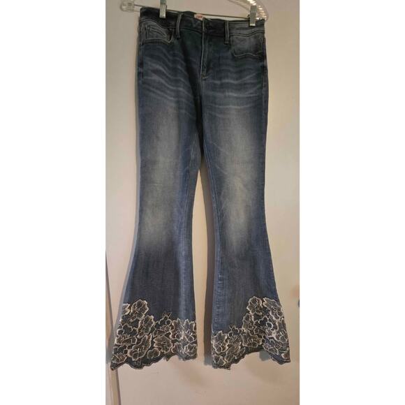 DRIFTWOOD Denim - DRIFTWOOD Floral Embroidered Flare Leg Jeans